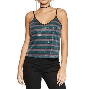 Striped sequin tank